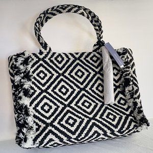 NWT Rebecca Minkoff Lg Soft Beach Tote, Blk & Wht